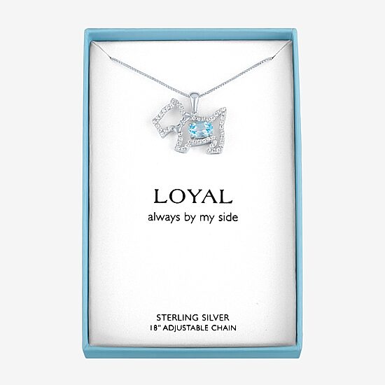 Scottie Dog Womens Lab Created Blue Topaz Sterling Silver 18 Inch Pendant Necklace
