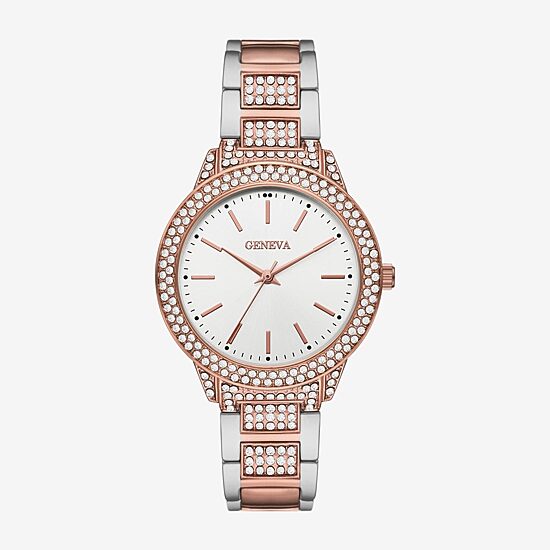 Geneva Ladies Womens Crystal Accent Two Tone Bracelet Watch Fmdjm278