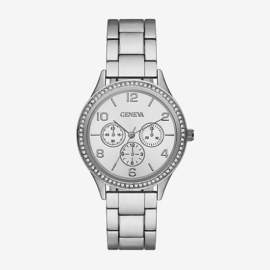 Geneva Ladies Womens Crystal Accent Silver Tone Bracelet Watch Fmdjm279
