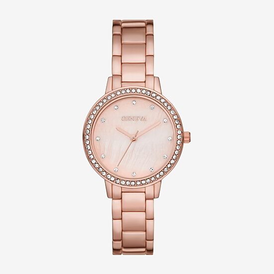 Geneva Ladies Womens Crystal Accent Rose Goldtone Bracelet Watch Fmdjm281