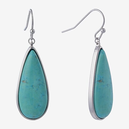 Sparkle Allure Womens Blue Howlite Pure Silver Over Brass Pear Drop Earrings