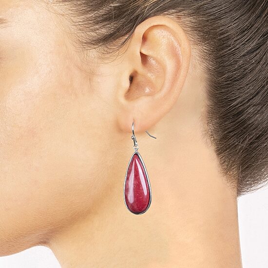 Sparkle Allure Womens Red Howlite Pure Silver Over Brass Pear Drop Earrings