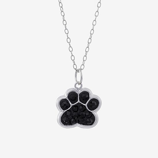 Silver Treasures Womens Black Crystal Sterling Silver 18 Inch Pendant Necklace