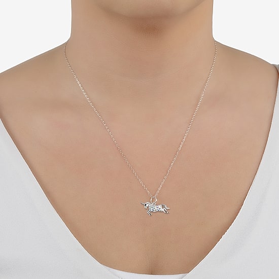 Silver Treasures Womens Multi Color Crystal Sterling Silver 16 Inch Pendant Necklace