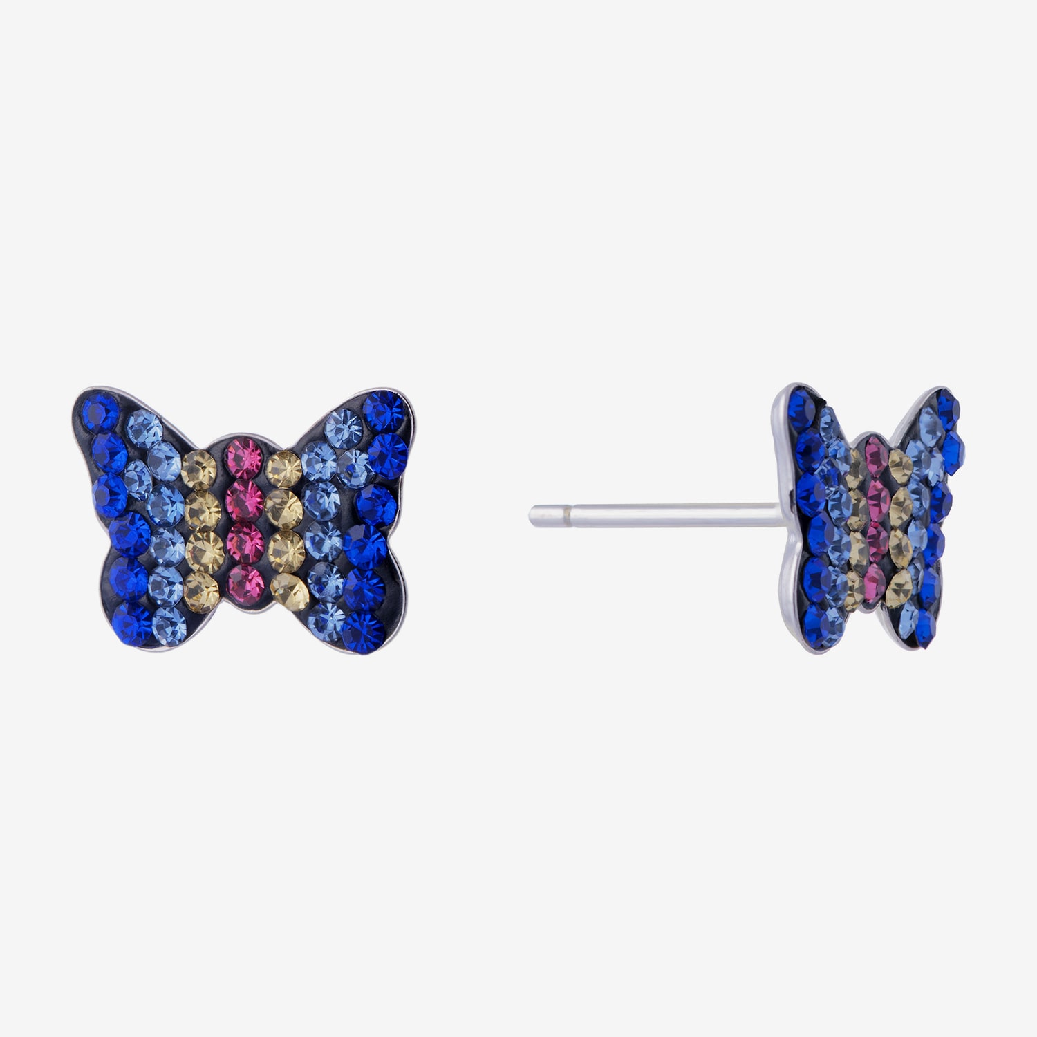 Silver Treasures Multi Color Crystal Sterling Silver 6.3mm Stud Earrings