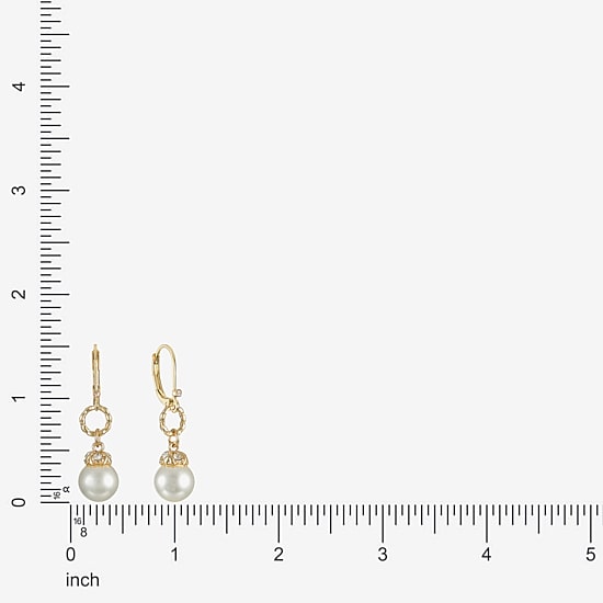 Monet Jewelry Gold Tone Womens Glass Simulated Pearl Drop Earrings
