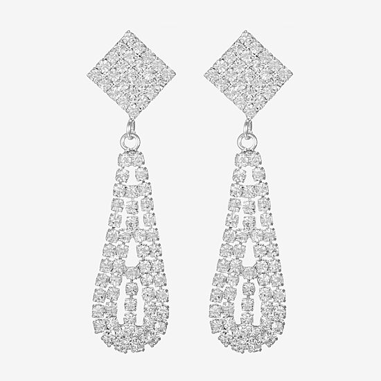 Monet Jewelry Timeless Silver Tone Womens Glass Hypoallergenic Drop Earrings