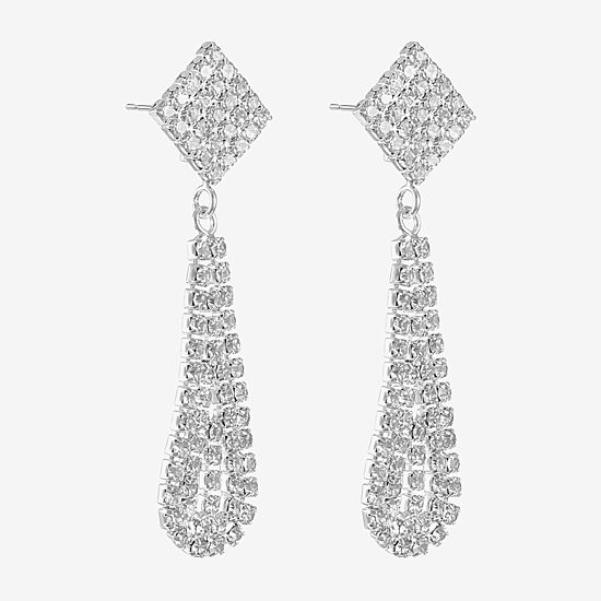 Monet Jewelry Timeless Silver Tone Womens Glass Hypoallergenic Drop Earrings