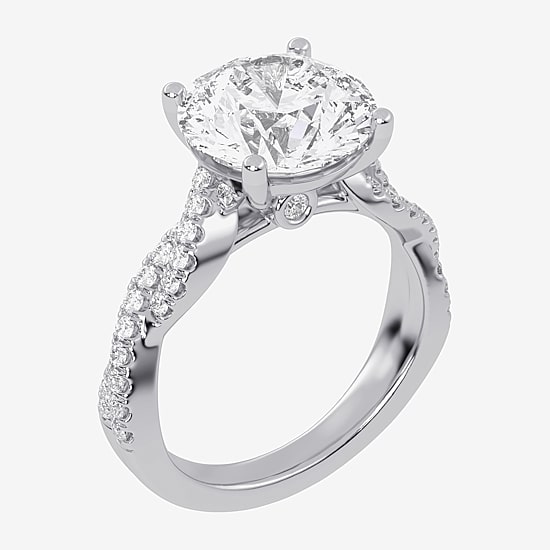 (G-H / Vs2-Si1) Womens 3 1/3 Ct. T.W. Lab Grown White Diamond 14K Gold Side Stone Engagement Ring