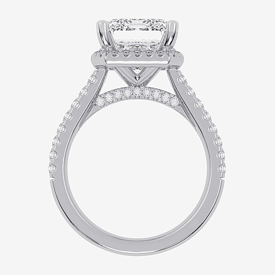 (G-H / Vs2-Si1) Womens 5 1/2 CT. T.W. Lab Grown White Diamond 14K Gold Side Stone Halo Engagement Ring