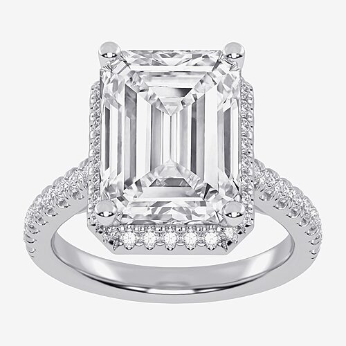 (G-H / Vs2-Si1) Womens 4 1/2 CT. T.W. Lab Grown White Diamond 14K Gold Side Stone Halo Engagement Ring, 9, White