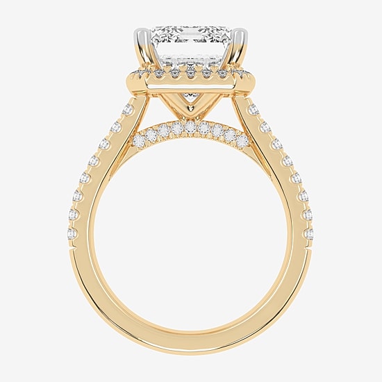 (G-H / Vs2-Si1) Womens 4 1/2 CT. T.W. Lab Grown White Diamond 14K Gold Side Stone Halo Engagement Ring