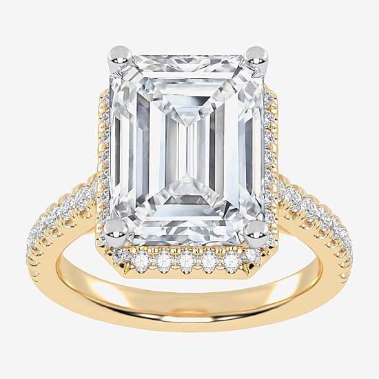 (G-H / Vs2-Si1) Womens 4 1/2 CT. T.W. Lab Grown White Diamond 14K Gold Side Stone Halo Engagement Ring
