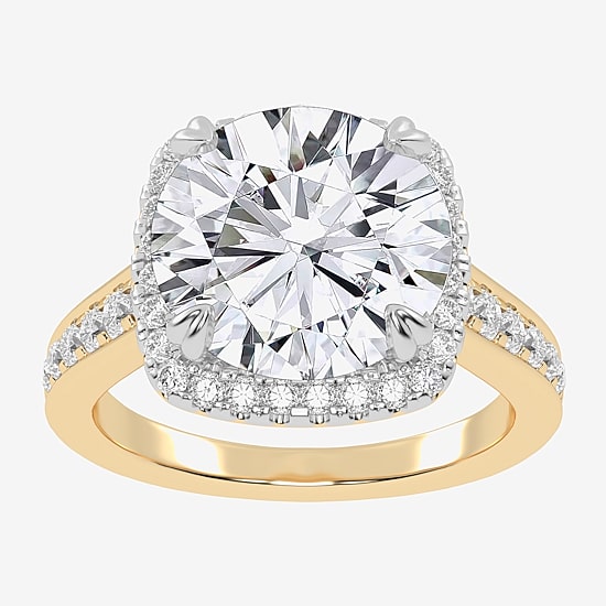 (G-H / Vs2-Si1) Womens 5 CT. T.W. Lab Grown White Diamond 14K Gold Round Side Stone Halo Engagement Ring