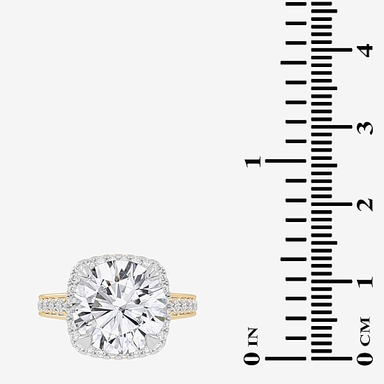 (G-H / Vs2-Si1) Womens 5 CT. T.W. Lab Grown White Diamond 14K Gold Round Side Stone Halo Engagement Ring