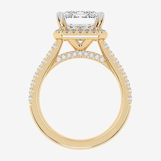(G-H / Vs2-Si1) Womens 3 1/2 CT. T.W Lab Grown White Diamond 14K Gold Side Stone Halo Engagement Ring
