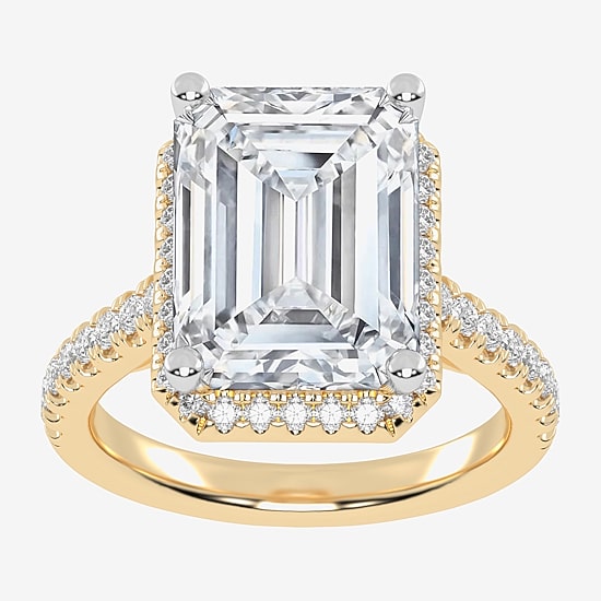 (G-H / Vs2-Si1) Womens 3 1/2 CT. T.W Lab Grown White Diamond 14K Gold Side Stone Halo Engagement Ring