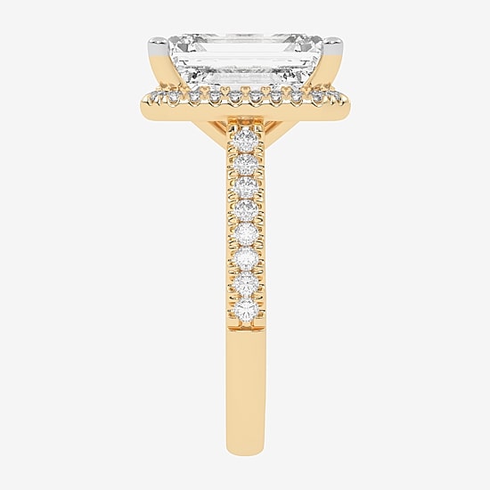 (G-H / Vs2-Si1) Womens 3 1/2 CT. T.W Lab Grown White Diamond 14K Gold Side Stone Halo Engagement Ring