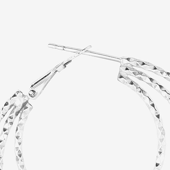 Womens Sterling Silver 45.2mm Round Hoop Earrings