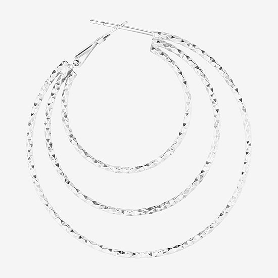 Womens Sterling Silver 45.2mm Round Hoop Earrings