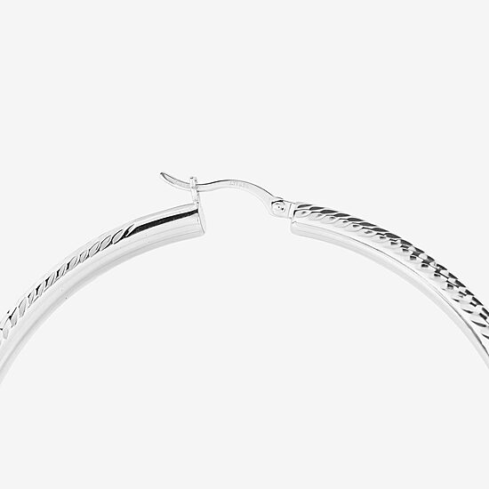 Womens Sterling Silver 65mm Round Hoop Earrings
