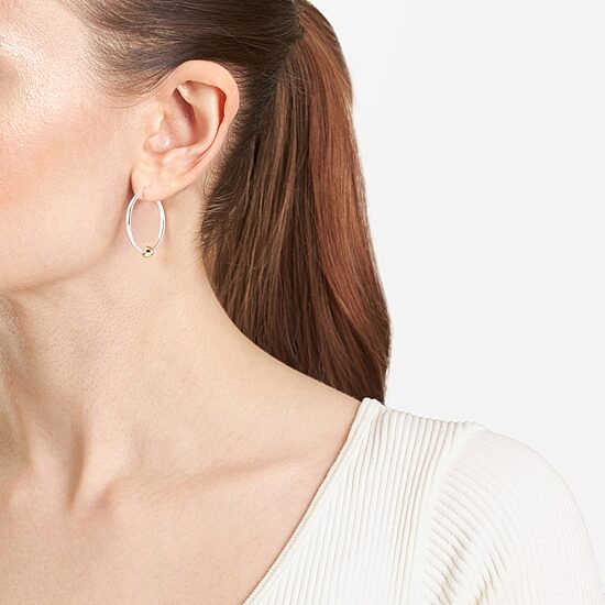 Womens Sterling Silver 35.5mm Round Hoop Earrings
