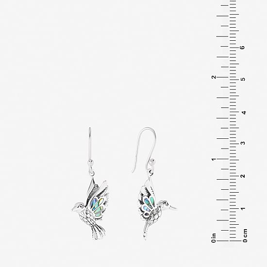 Bali Inspired Hummingbird Womens Gray Abalone Sterling Silver Drop Earrings
