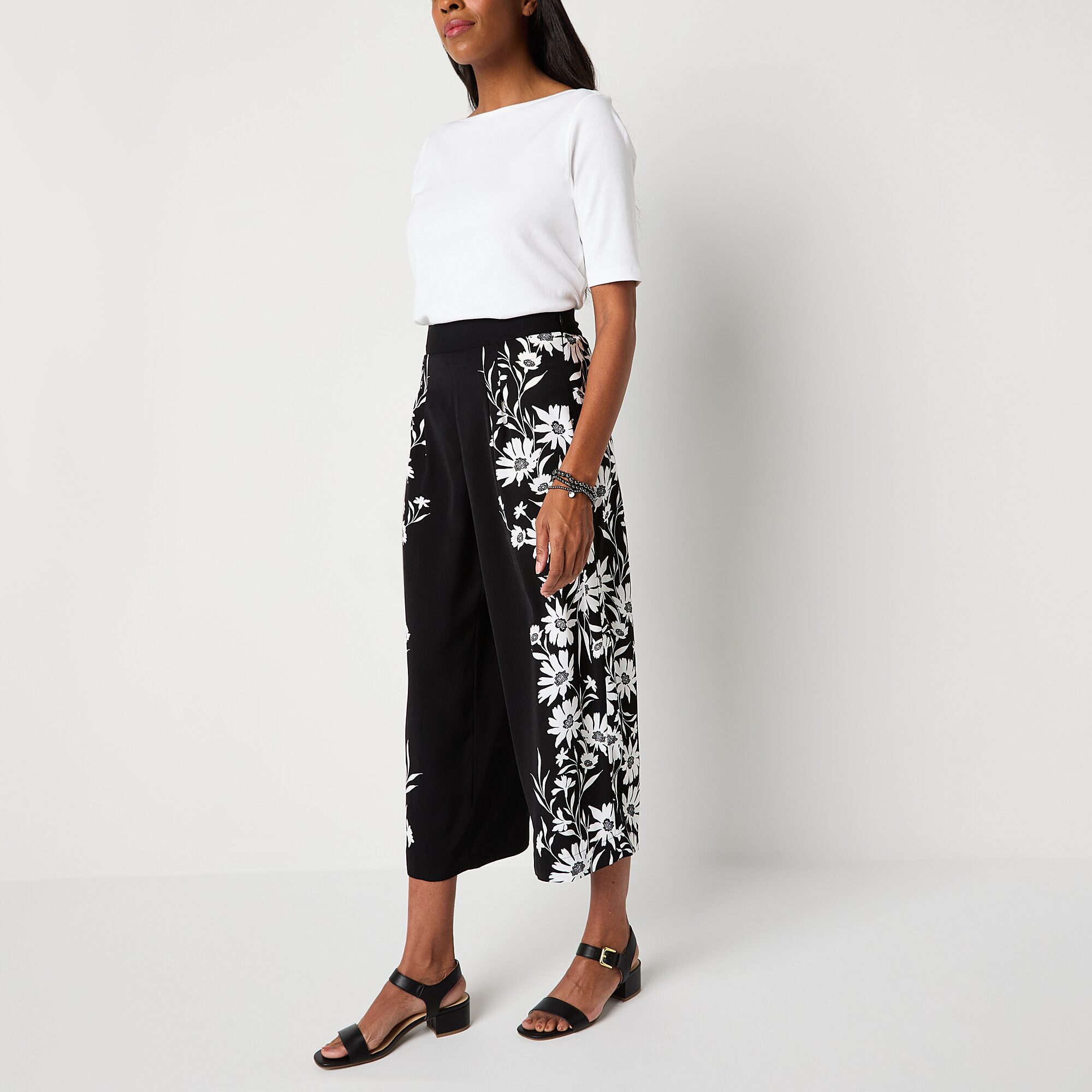 Liz Claiborne Tailored Womens Stretch Fabric Wide Leg Trouser
