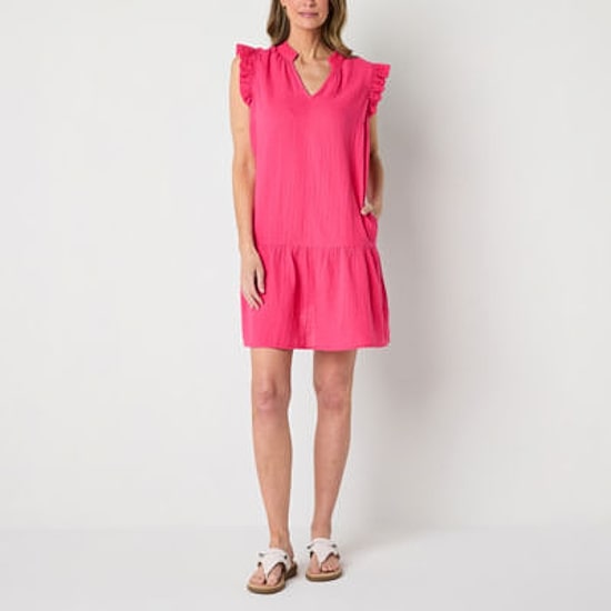 St. John's Bay Womens Short Sleeve Shift Dress