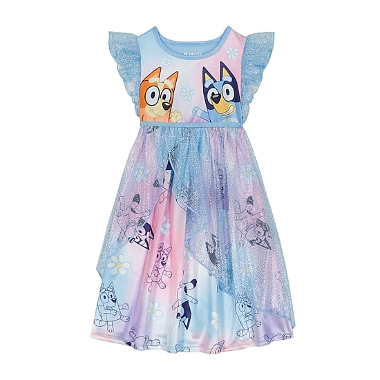 Toddler Girls Satin Short Sleeve Crew Neck Bluey Nightgown