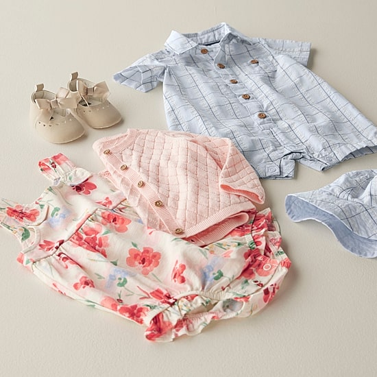Carter's Baby Girls Round Neck Sleeveless Romper Set