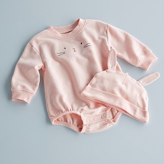 Carter's Baby Girls French Terry 2-pc. Round Neck Long Sleeve Bodysuit Set