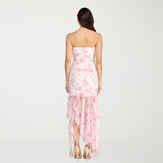 City Triangle Womens Juniors High-Low Straight Neck Sleeveless Floral Bodycon Dress