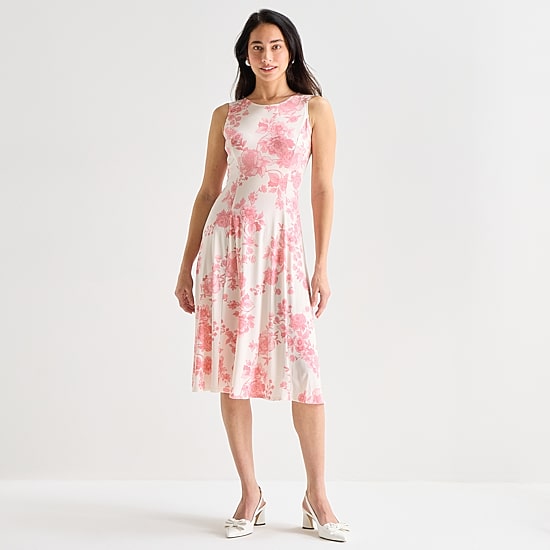 Danny & Nicole Womens Midi Floral Jacket Dress