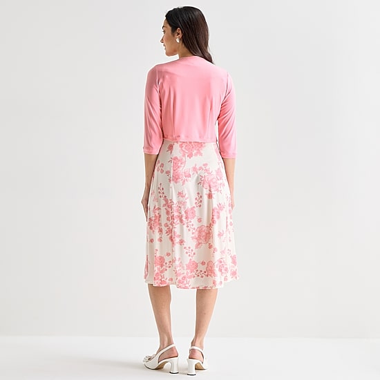 Danny & Nicole Womens Midi Floral Jacket Dress
