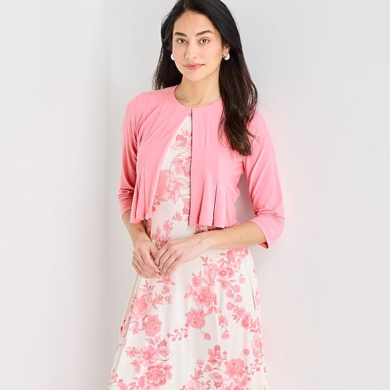 Danny & Nicole Womens Midi Floral Jacket Dress