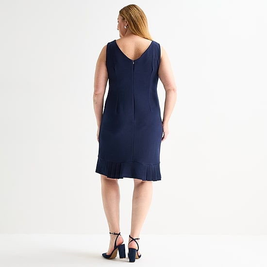 Maya Brooke Womens Plus Crepe Pearl Trim Jacket Dress