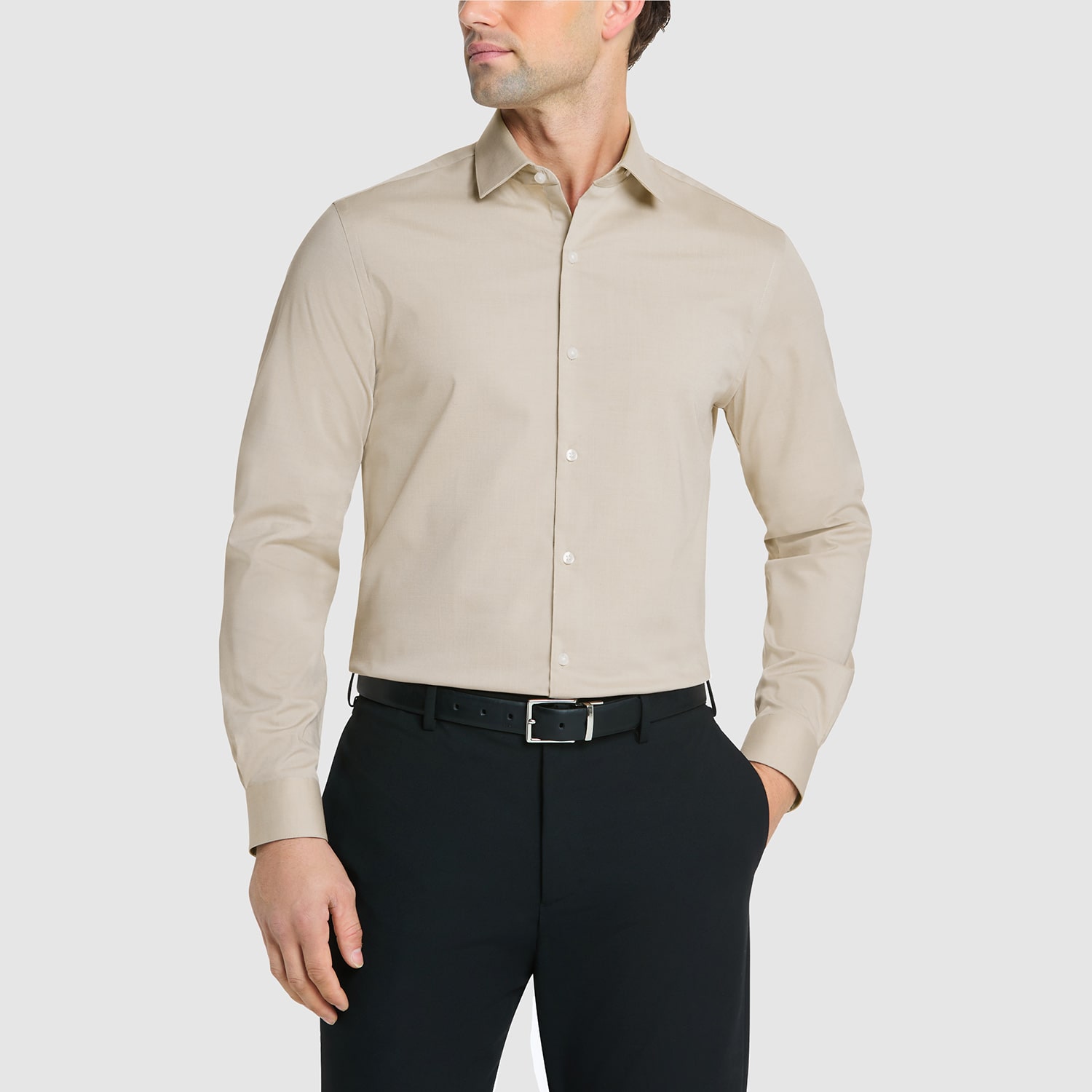 Van Heusen Comfort Performance Mens Slim Fit Stretch Fabric Wrinkle Free Long Sleeve Dress Shirt