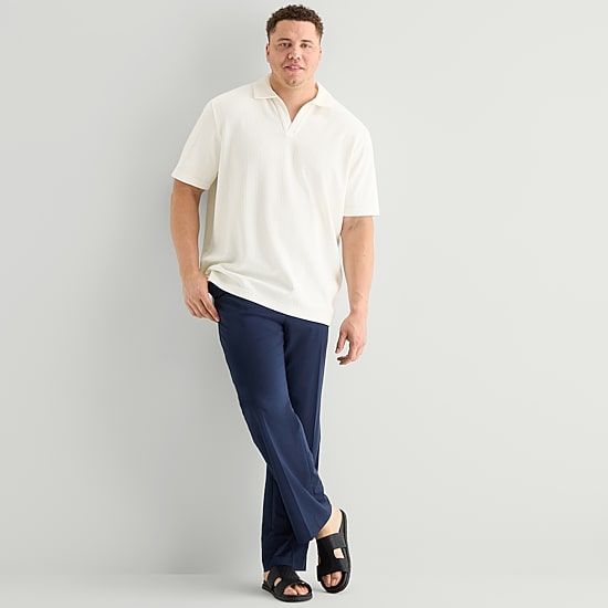J. Ferrar Johnny Collar Big and Tall Mens Regular Fit Short Sleeve Polo Shirt