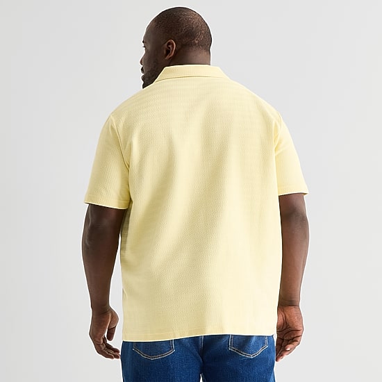 Stafford Johnny Collar Big and Tall Mens Regular Fit Short Sleeve Polo Shirt