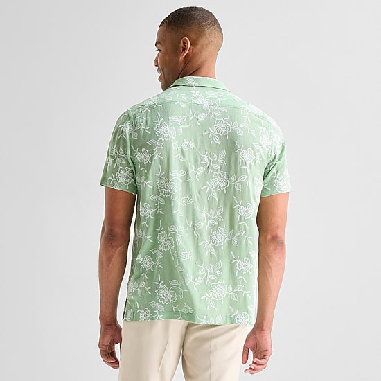 J. Ferrar Floral Mens Short Sleeve Camp Shirt