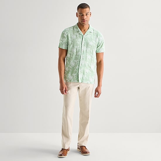 J. Ferrar Floral Mens Short Sleeve Camp Shirt
