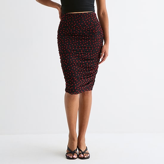 by&by Womens Juniors Mid Rise Midi A-Line Skirt