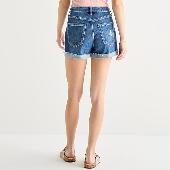 Arizona Womens 3 1/2" High Rise Juniors Denim Short