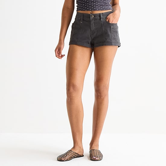 Arizona Womens 1 1/2" Low Rise Juniors Stretch Fabric Chino Short