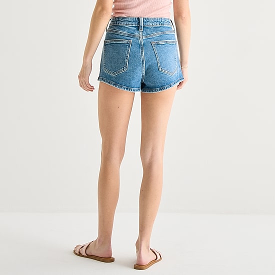 Arizona Womens 2 1/2" High Rise Juniors Denim Short