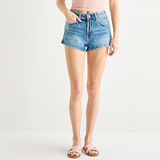 Arizona Womens 2 1/2" High Rise Juniors Denim Short