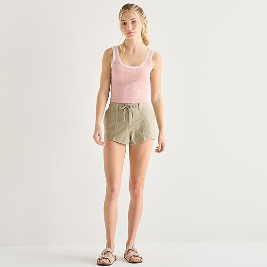 Arizona Womens 2 1/2" Low Rise Juniors Plus Chino Short