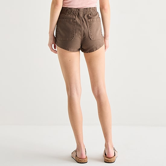 Arizona Womens 1 1/2" Low Rise Juniors Stretch Fabric Chino Short
