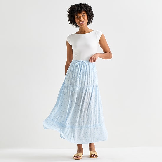 Arizona Womens Juniors Mid Rise Maxi Skirt